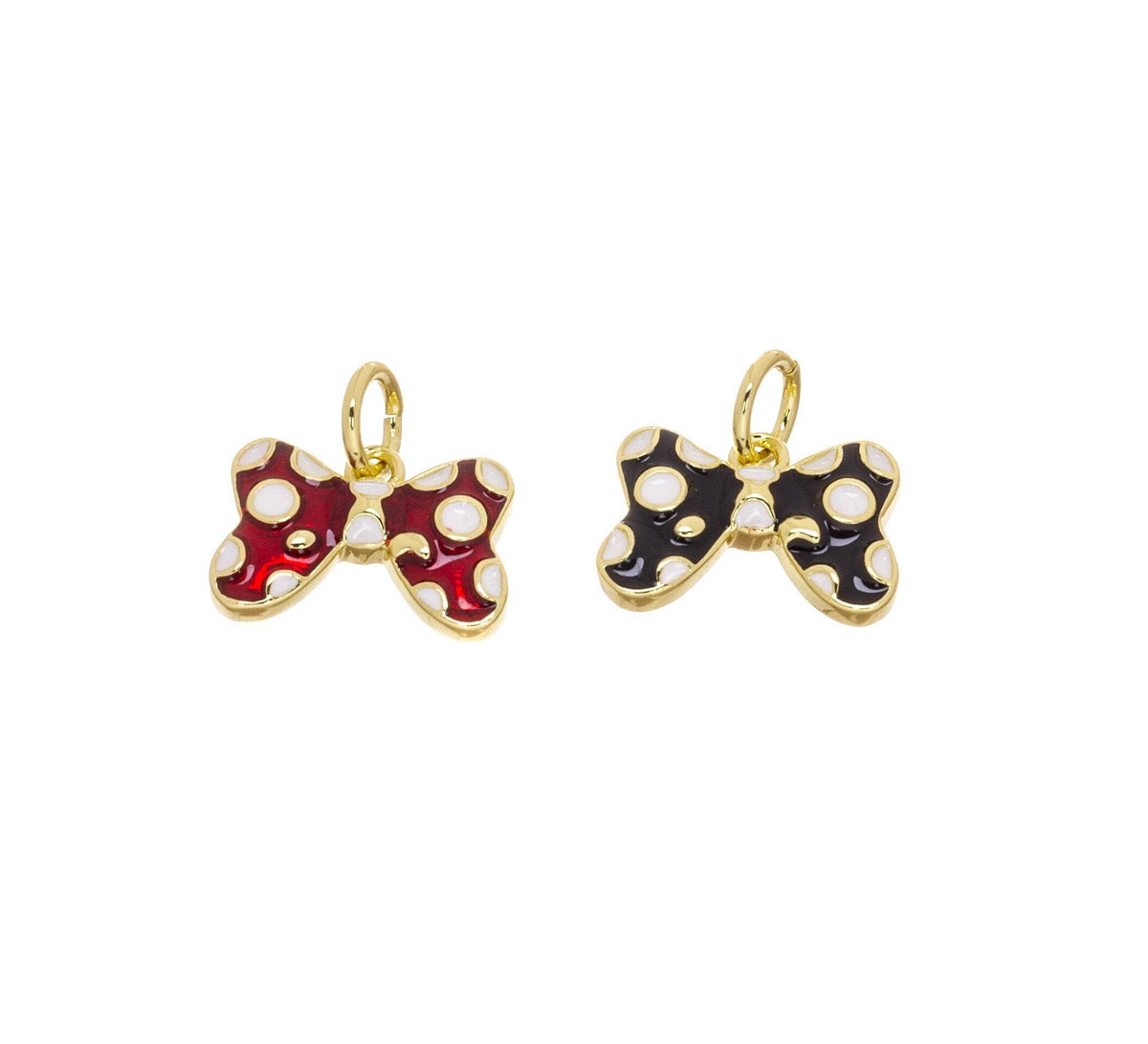 Hair Tie Charms: Enamel, Bow, Polka Dot, Gold CPG2452