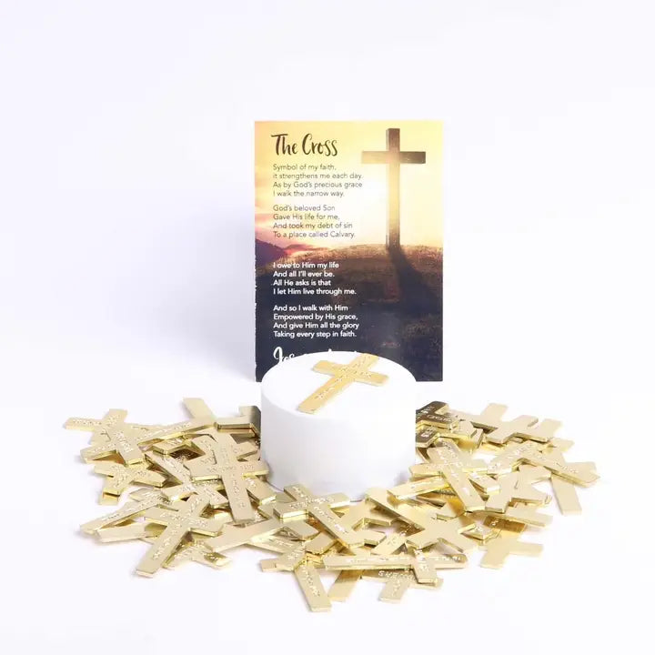 Pocket Cross God Answers Prayers Gold