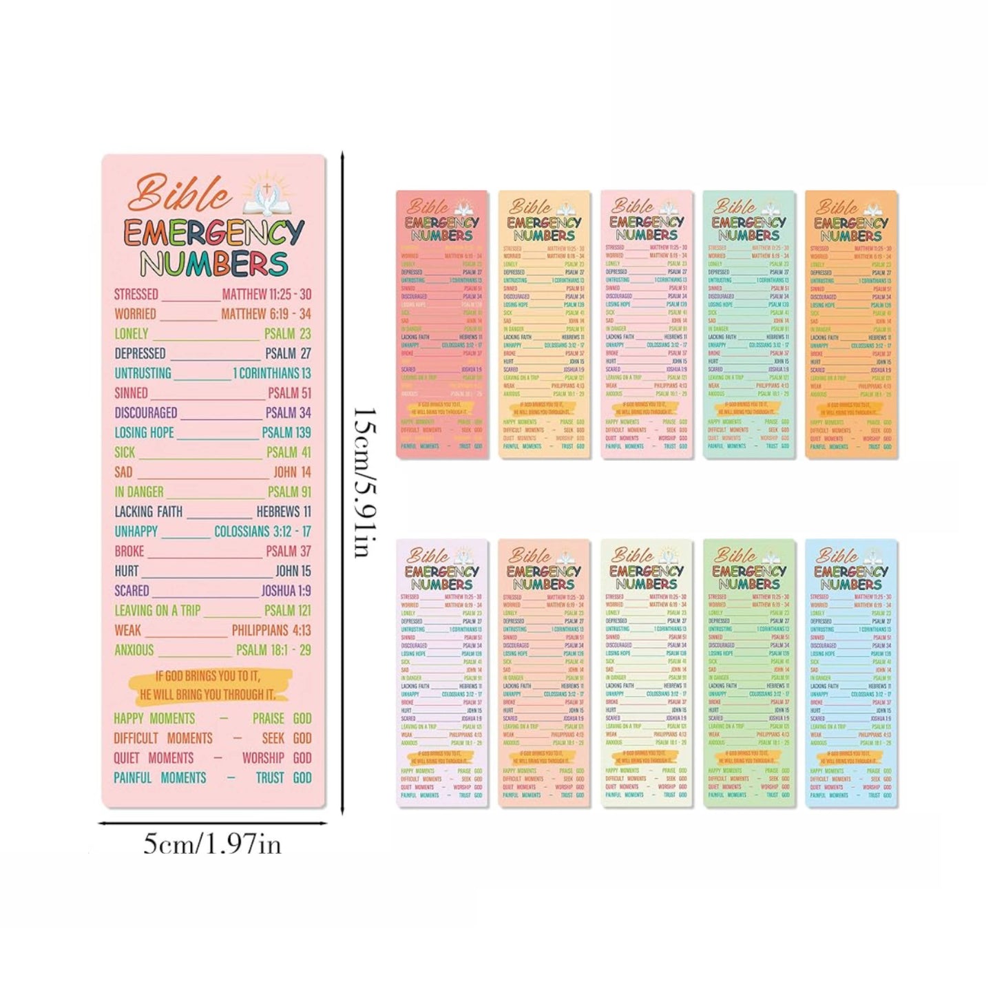 Bible emergency number theme bookmarks