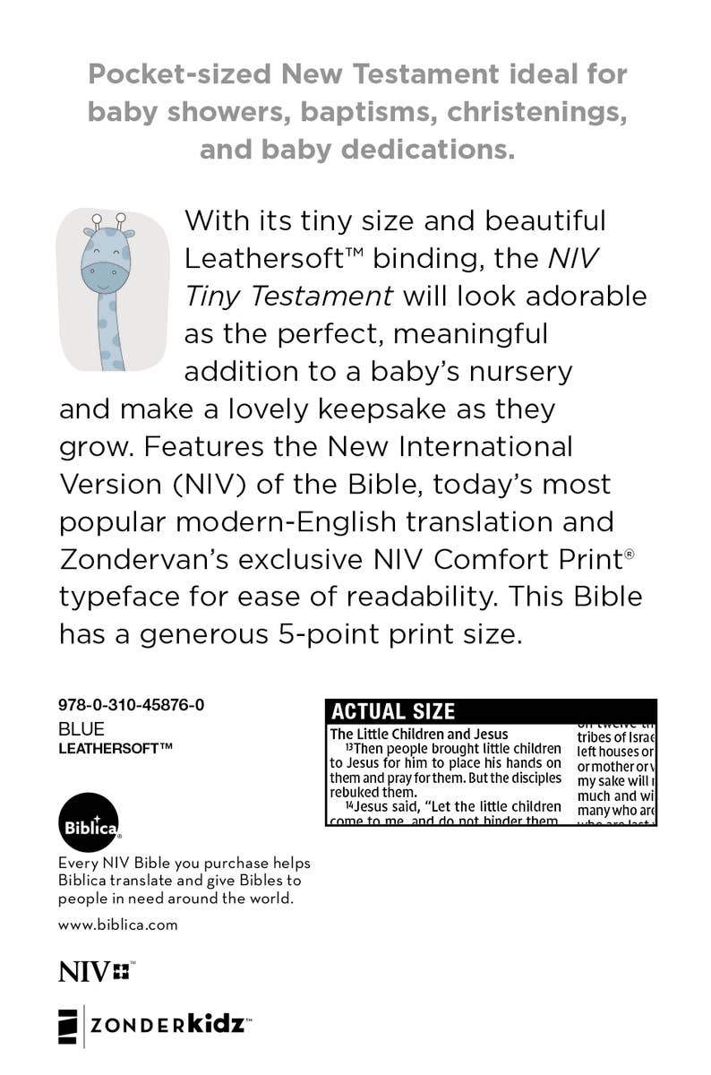 NIV Tiny Testament Bible New Testament Leathersoft Blue