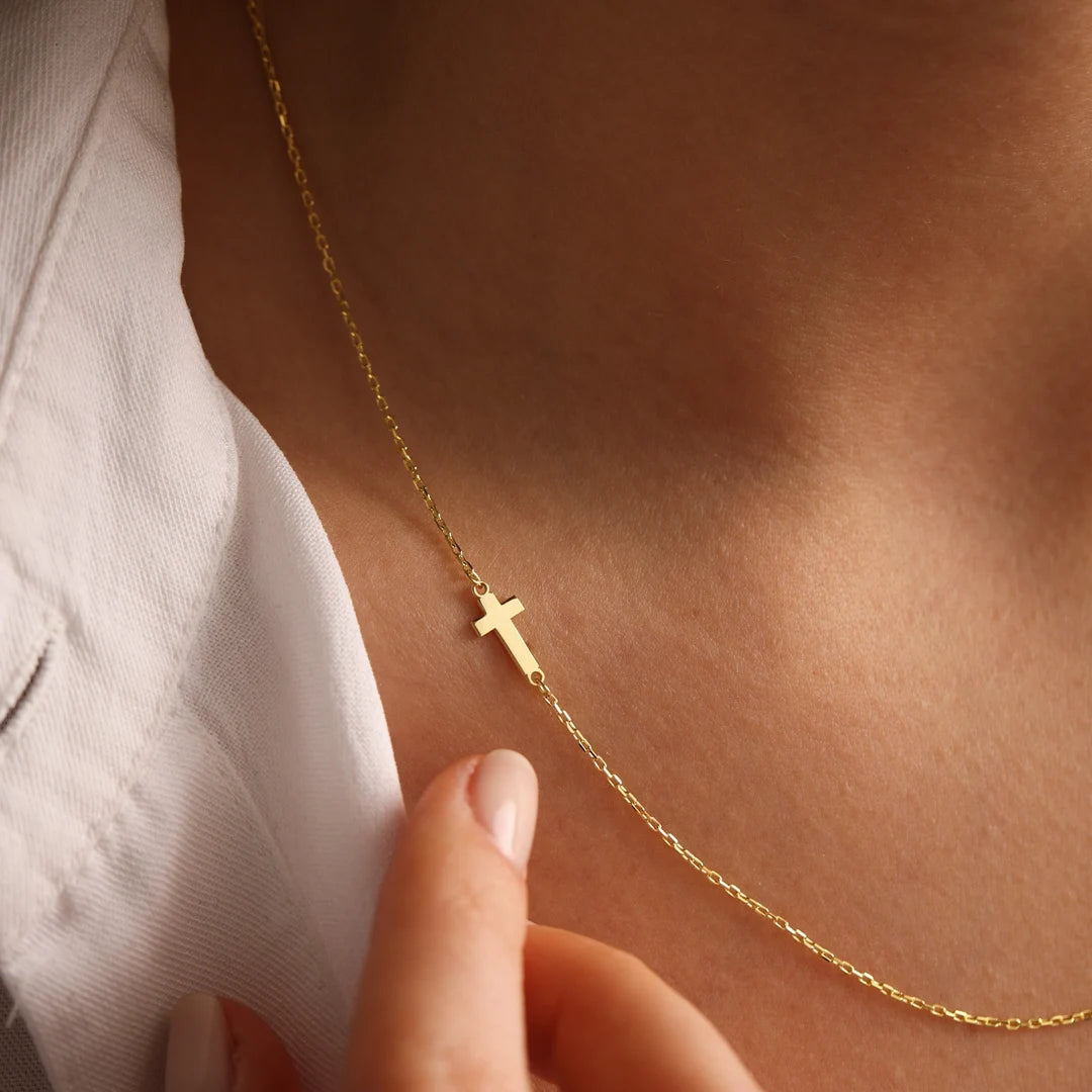 NKADI NORTH TO SOUTH CROSS NECKLACE