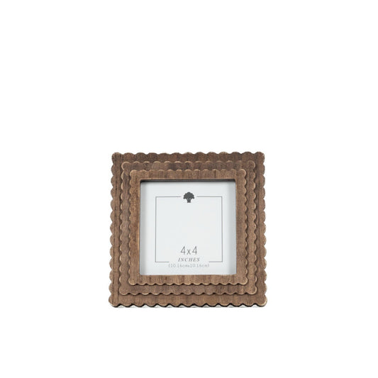 6x6 Wood scallop photo frame for 4x4 pic, espresso