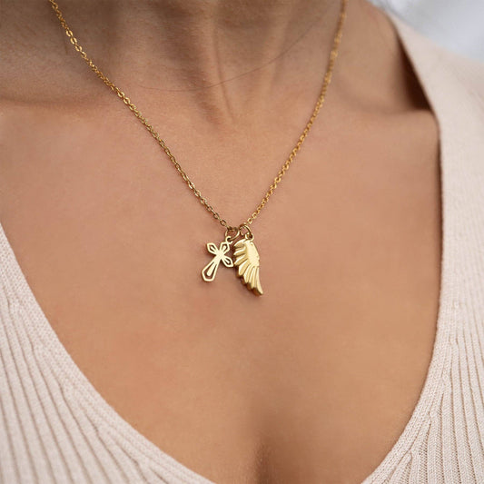 (9pc) 18K Gold PVD Stainless Steel Faith & Love Charm Set