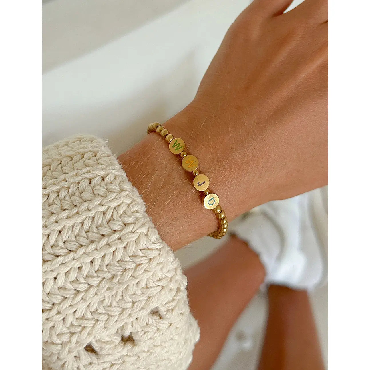 Gold WWJD Letter Bracelet- Small