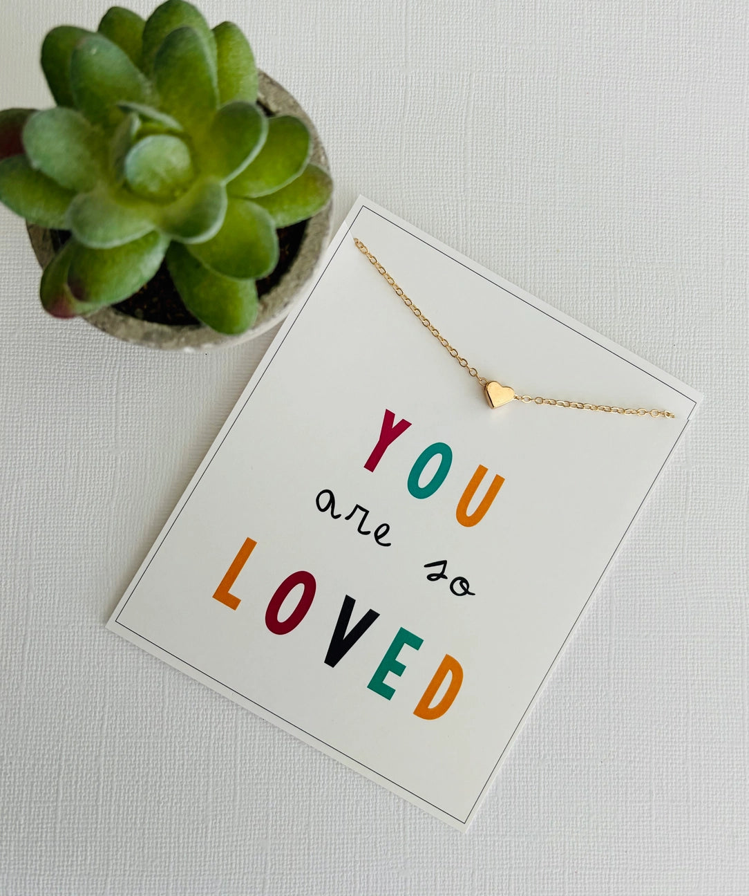 You Are Loved Heart Necklace & Stationery Combo Gift