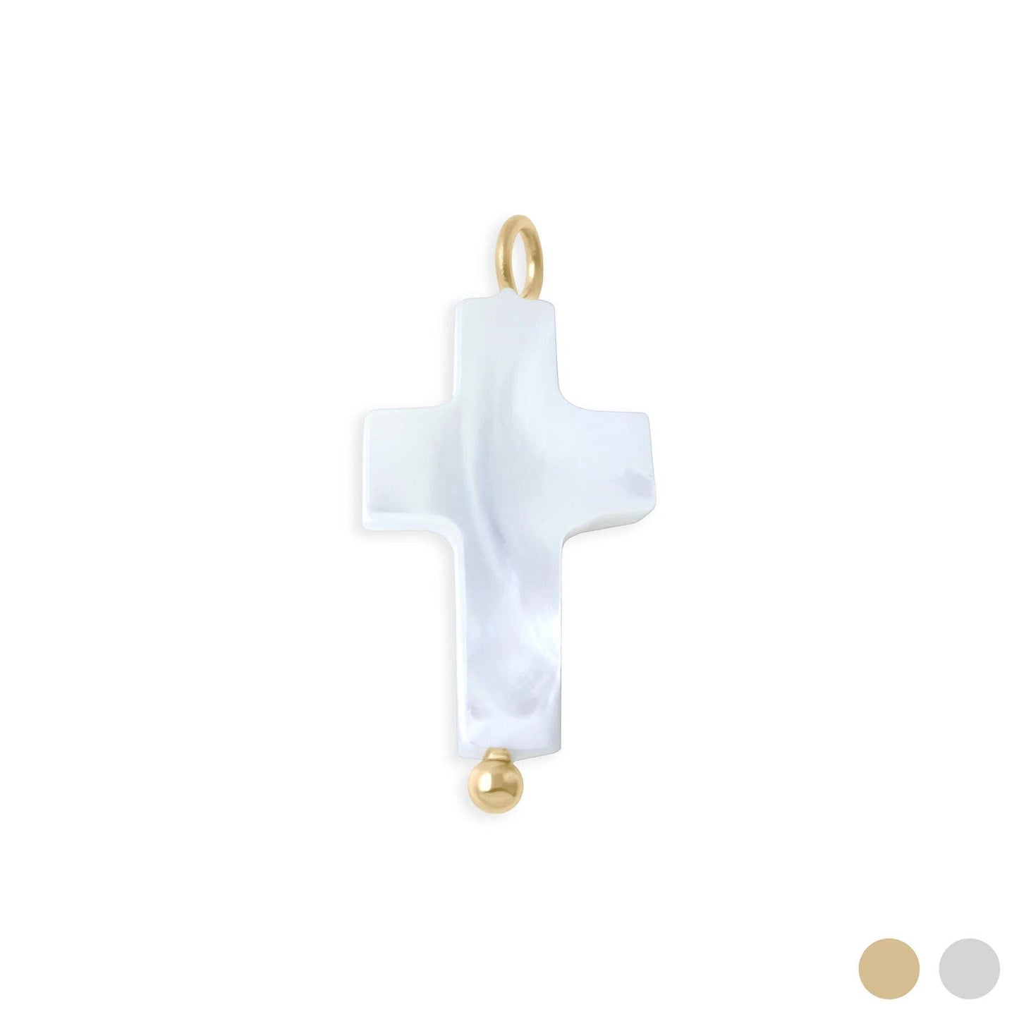 18K Gold PVD Stainless Steel Shell Cross Charm
