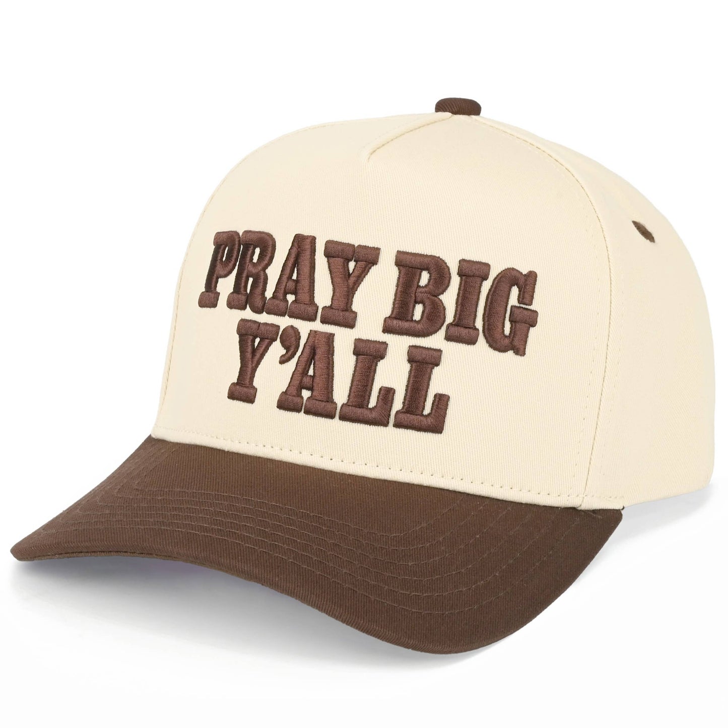 PRAY BIG Y'ALL Letter on Two Tone Trucker Hat