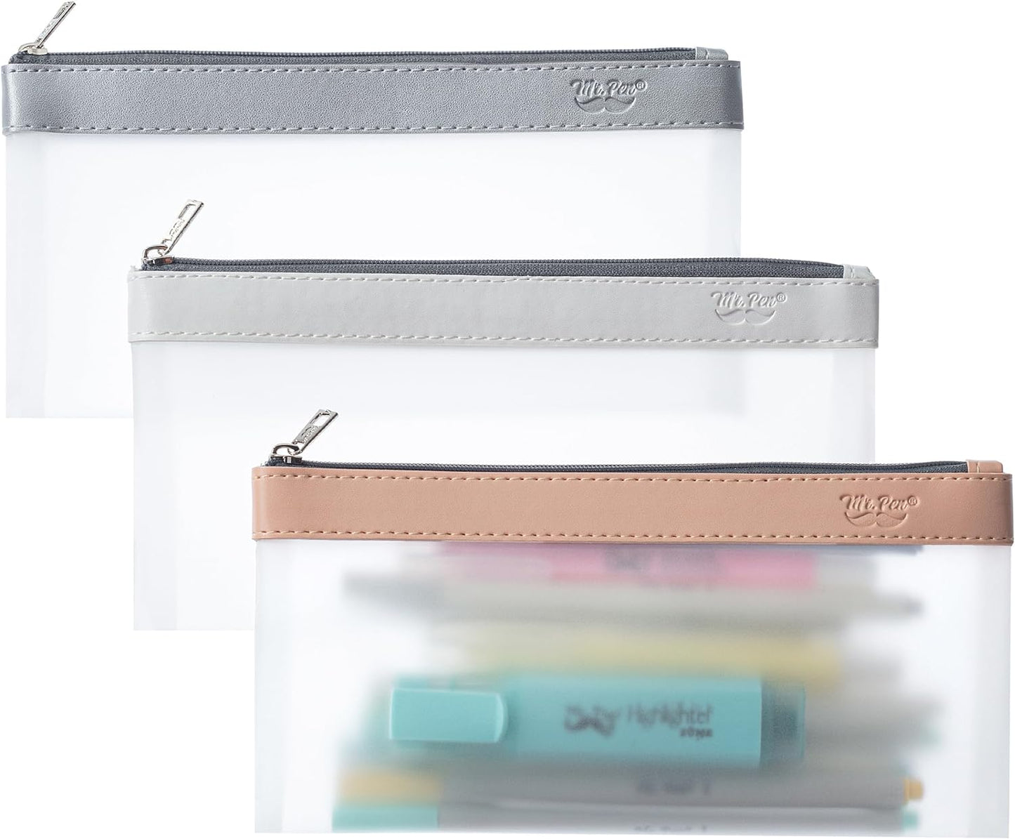 Mr. Pen Clear Pencil Pouch Set - 3 Pack