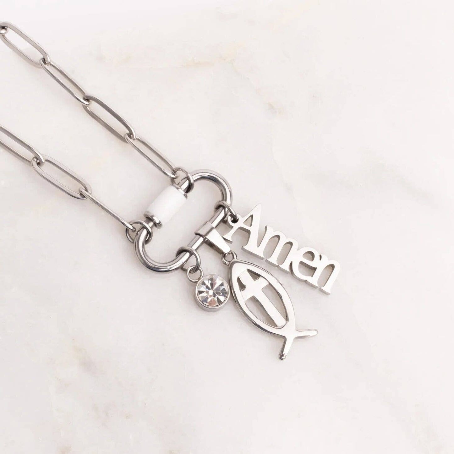 18K Gold PVD Stainless Steel Amen Word Charm