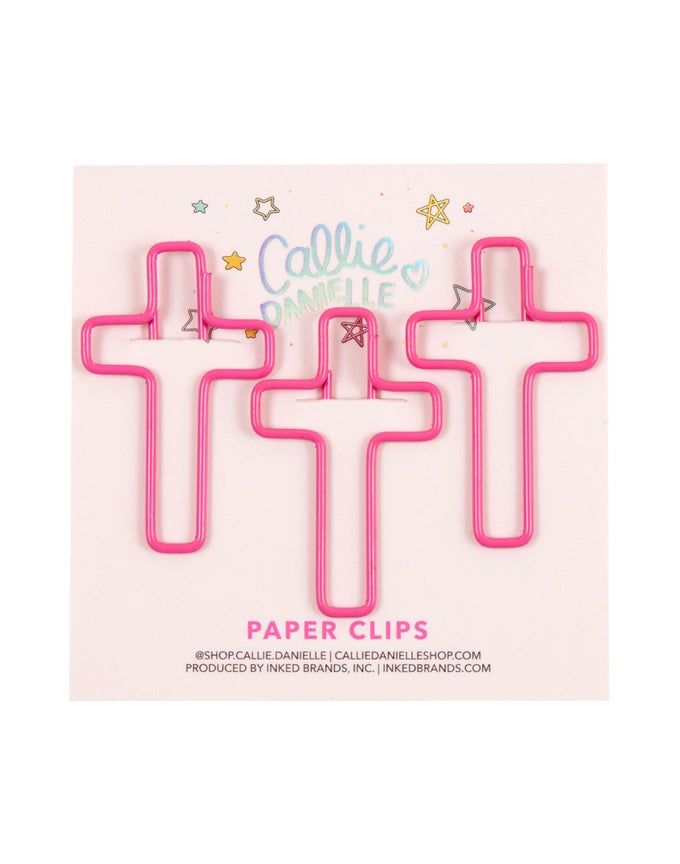 Pink Cross Paperclips