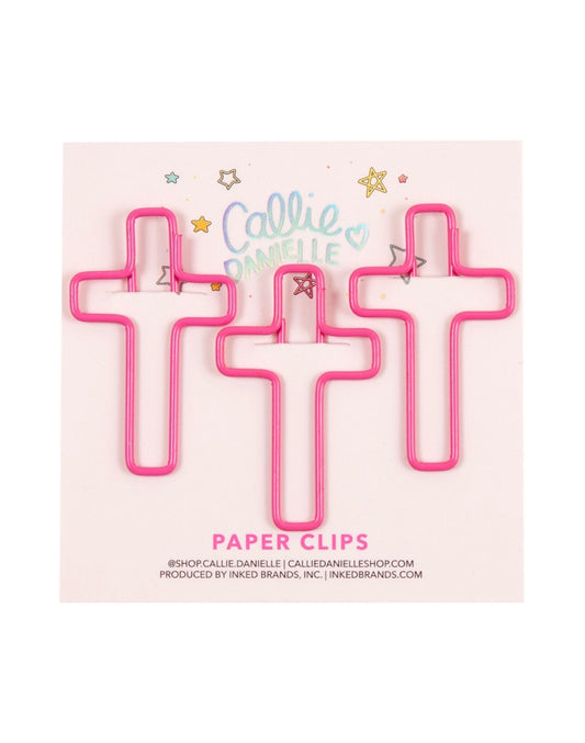 Pink Cross Paperclips