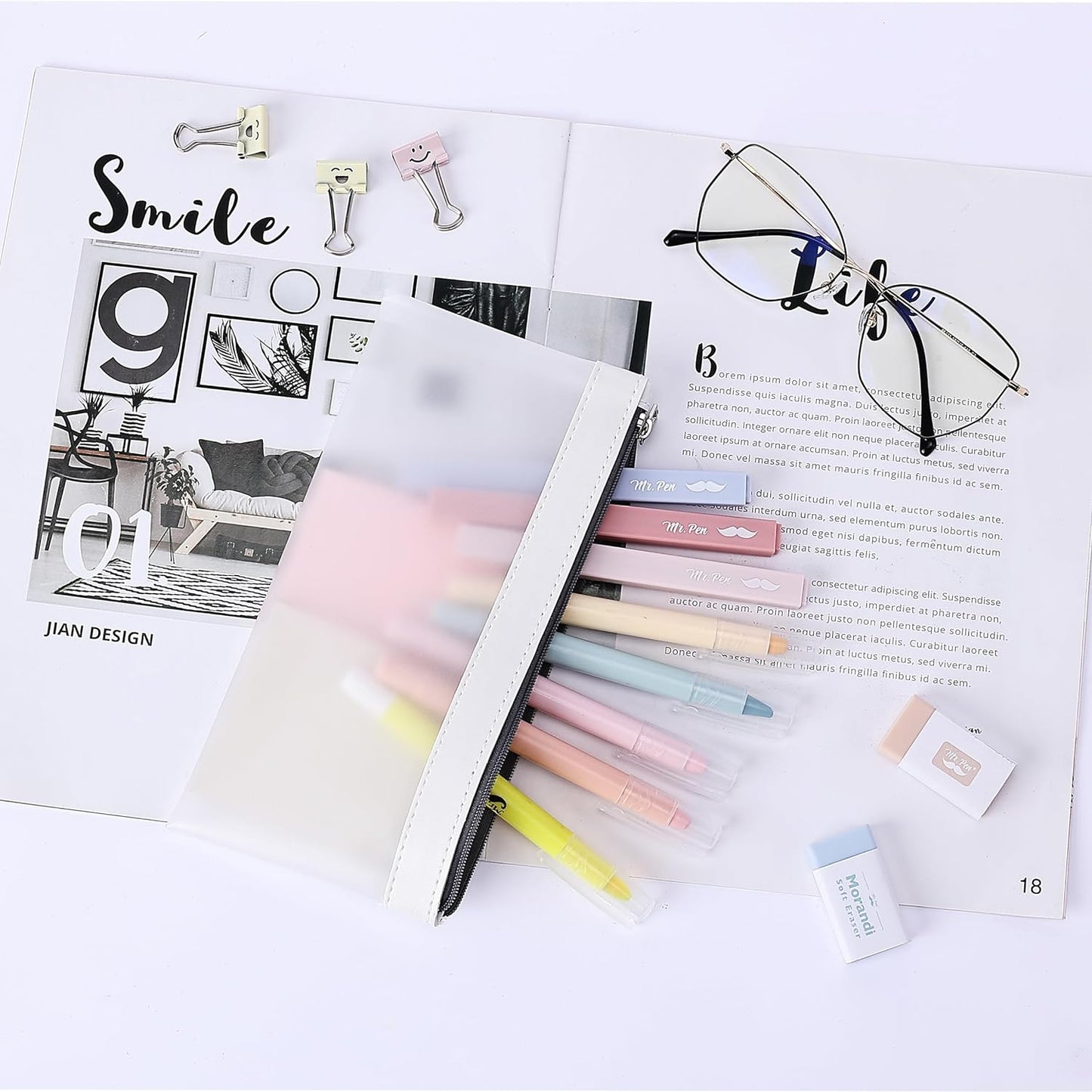 Mr. Pen Clear Pencil Pouch Set - 3 Pack