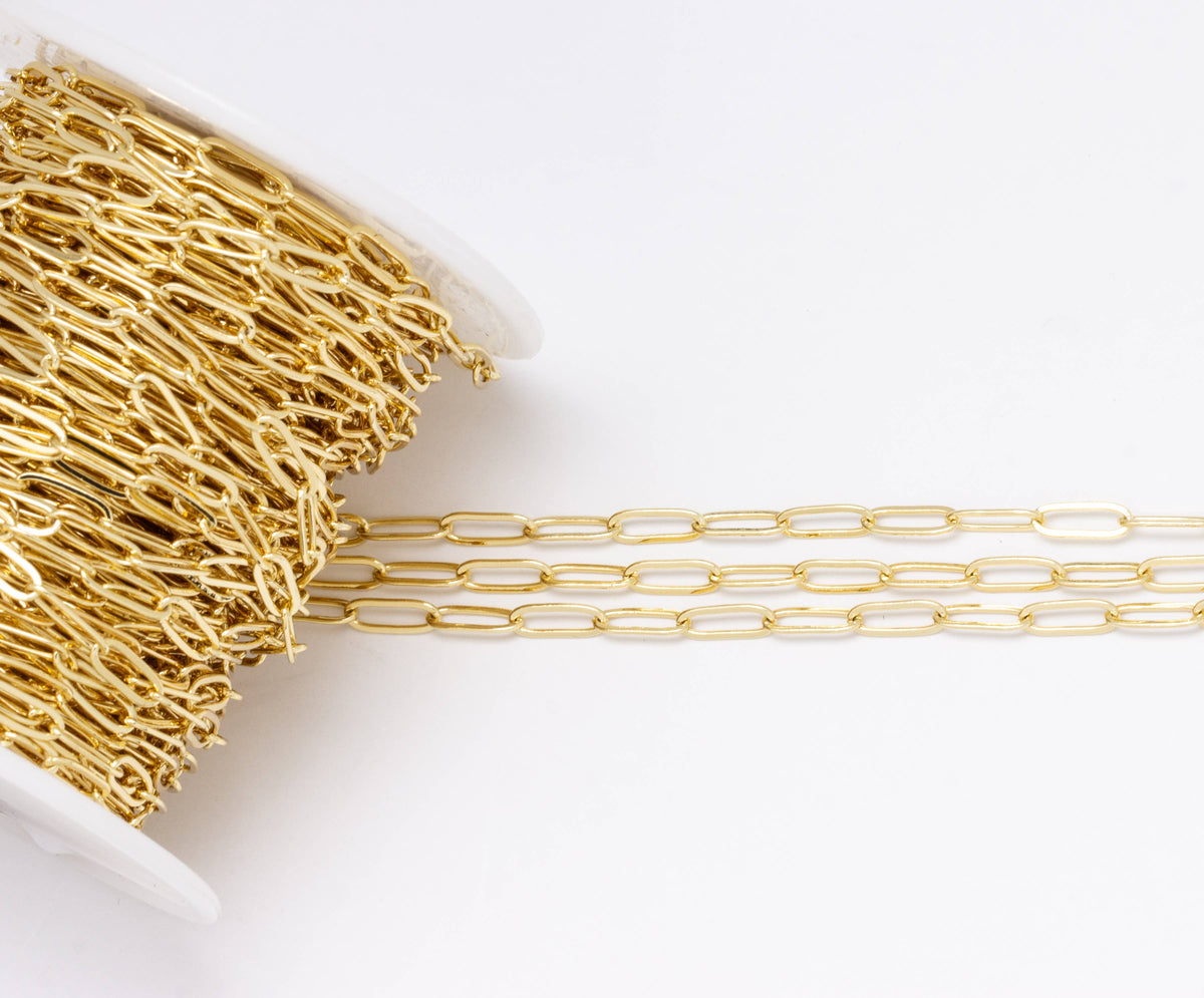 14K Gold Paperclip Small Chain for Jewelry Making CHG478