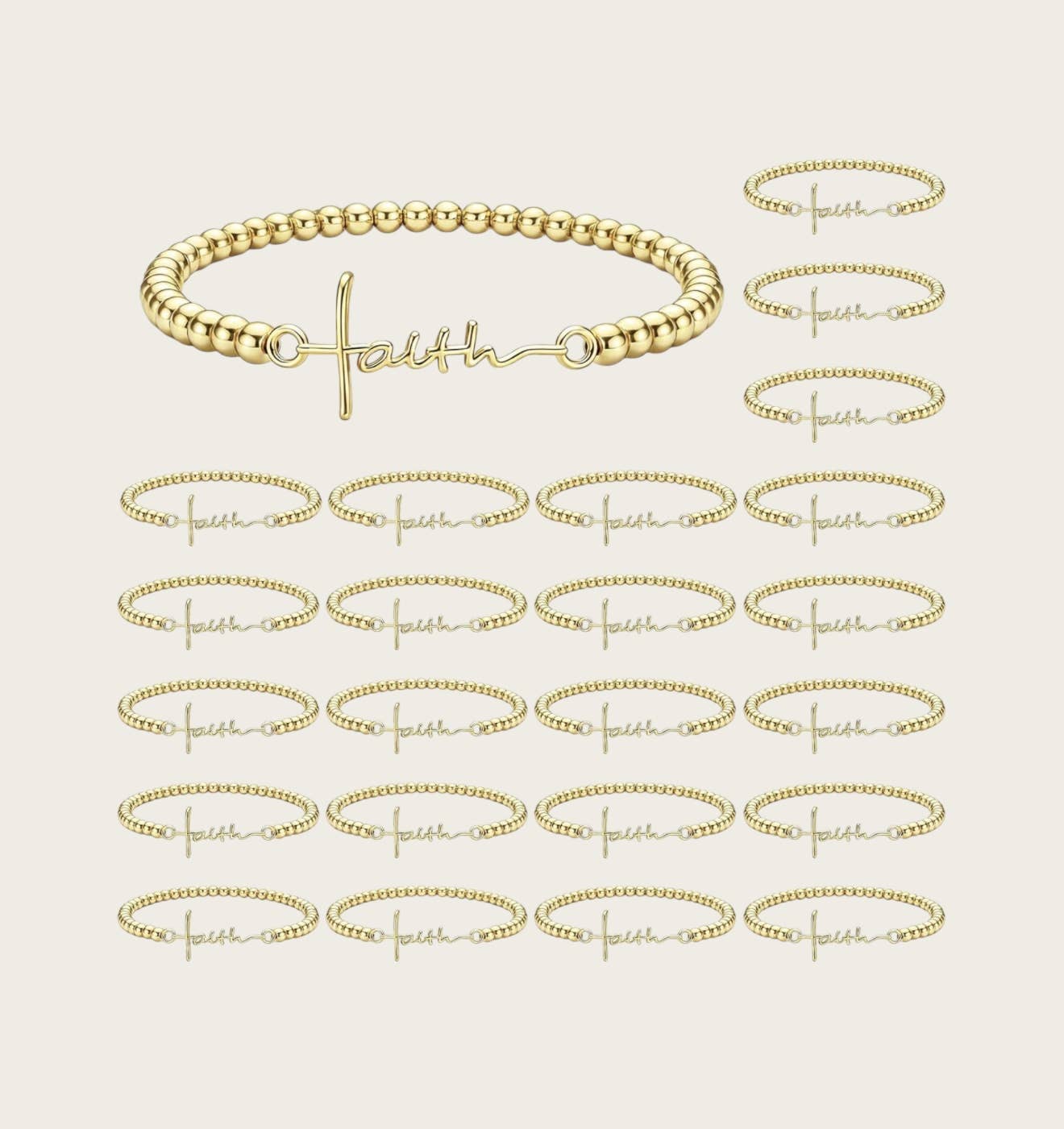 Gold tone beaded Faith bracelet  