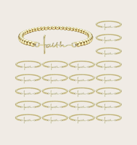 Gold tone beaded Faith bracelet  