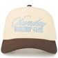 SUNDAY WORSHIP CLUB Letter on Two Tone Trucker Hat