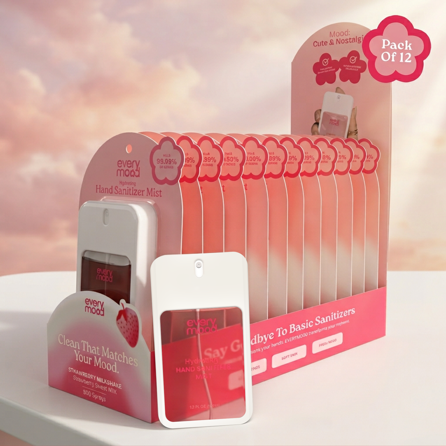 EveryMood | 12pk | Hand Sanitizer Mist | Strawberry