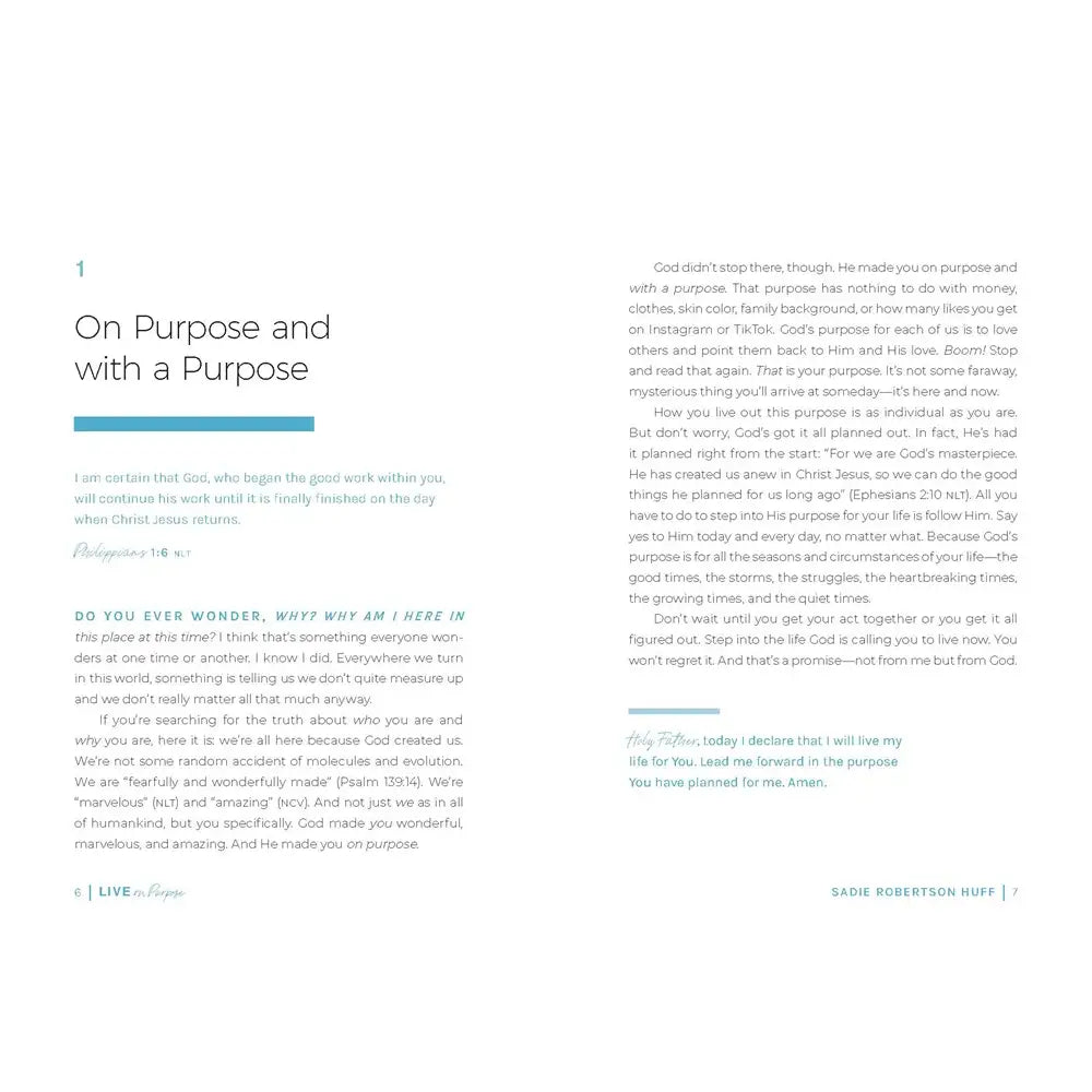 Live On Purpose : 100 Devotions For Letting Go of Fear and Following God