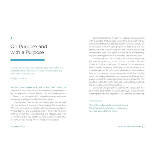 Live On Purpose : 100 Devotions For Letting Go of Fear and Following God