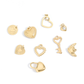 (9pc) 18K Gold PVD Stainless Steel Heart Charm Set