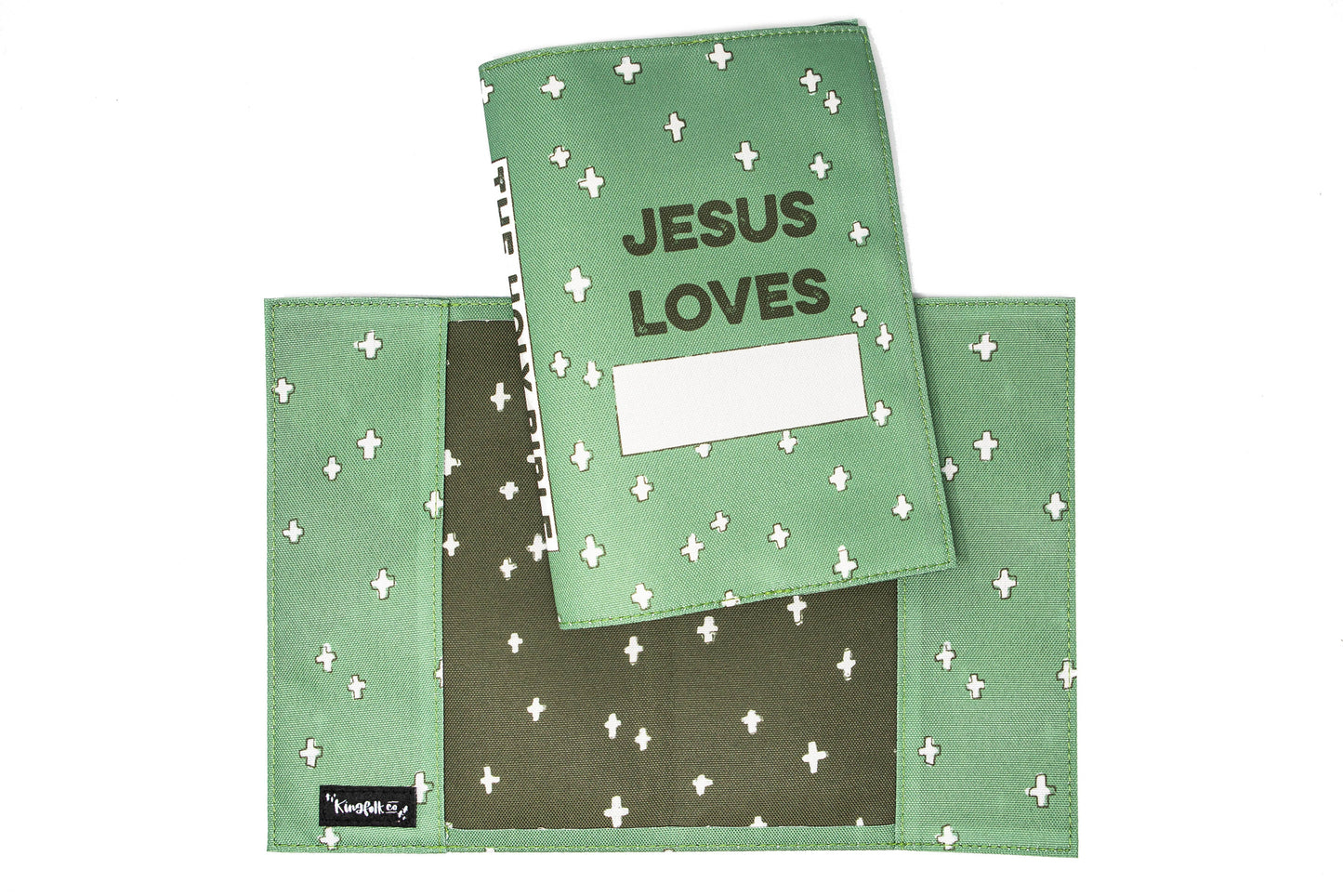 Olive Crosses Boy Jesus Loves Me Bible SLIPCOVER