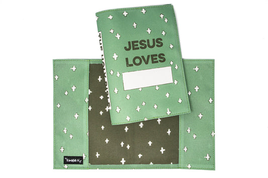 Olive Crosses Boy Jesus Loves Me Bible SLIPCOVER