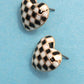 CHECKER HEART STUD EARRINGS | 80E61088
