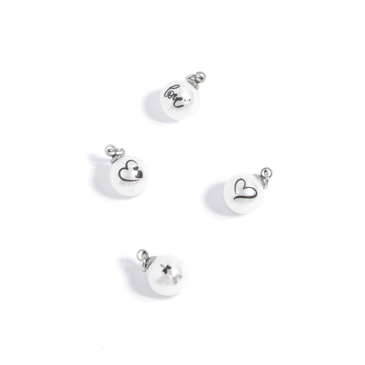 18K Gold PVD Stainless Steel 8mm Love Printed Pearl Charm