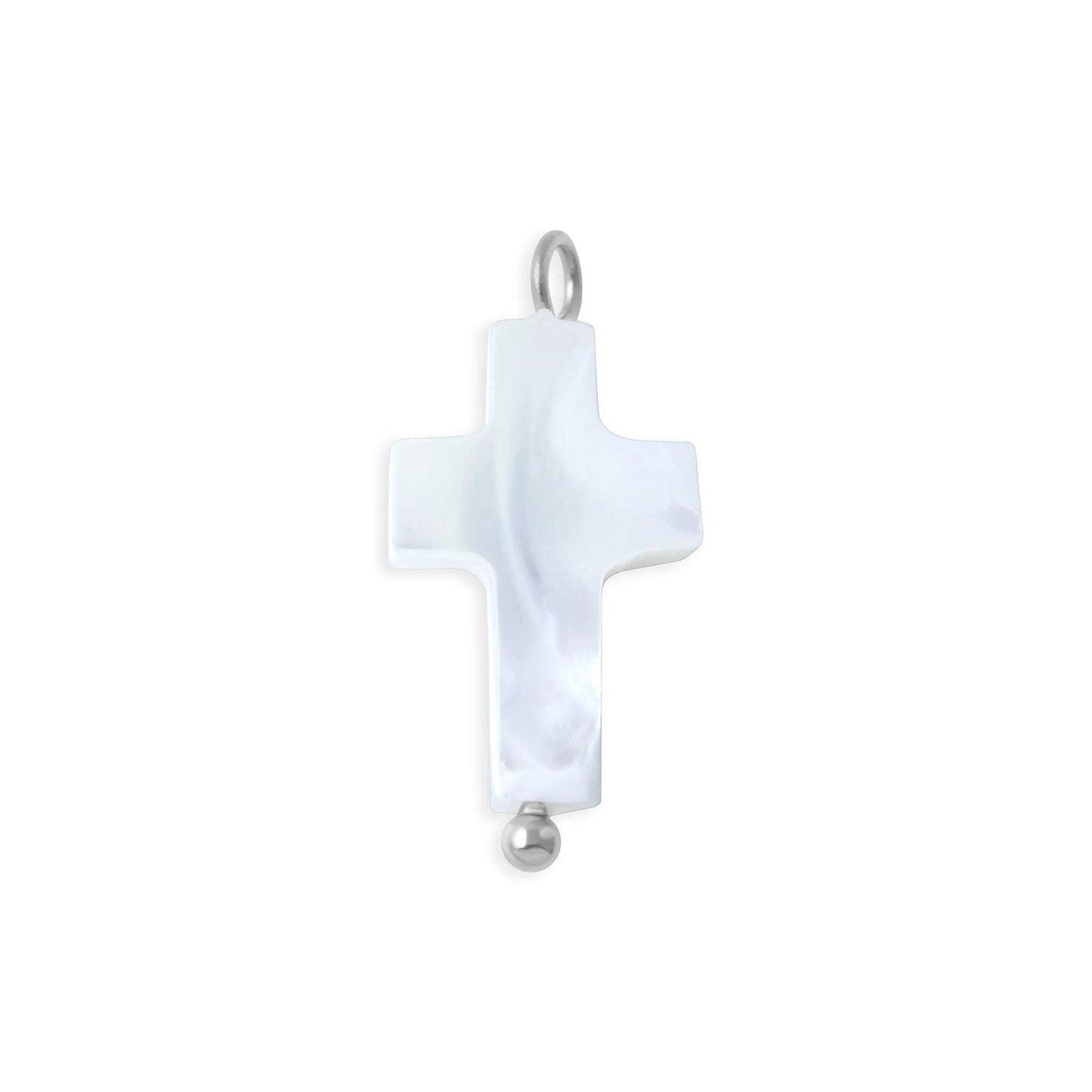 18K Gold PVD Stainless Steel Shell Cross Charm