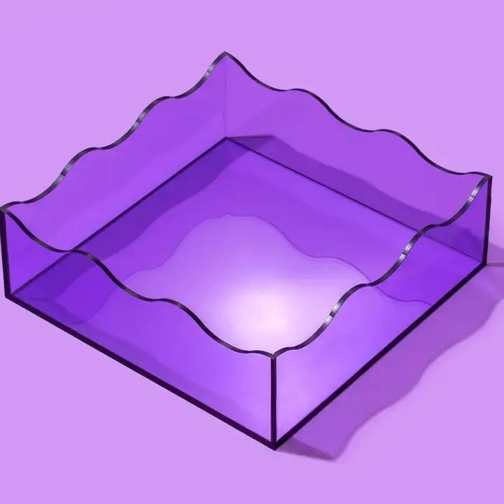 Wavy Acrylic Tray - Square - Assorted Colors