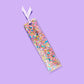 Bookmark - Happy Confetti + Purple Gingham Ribbon