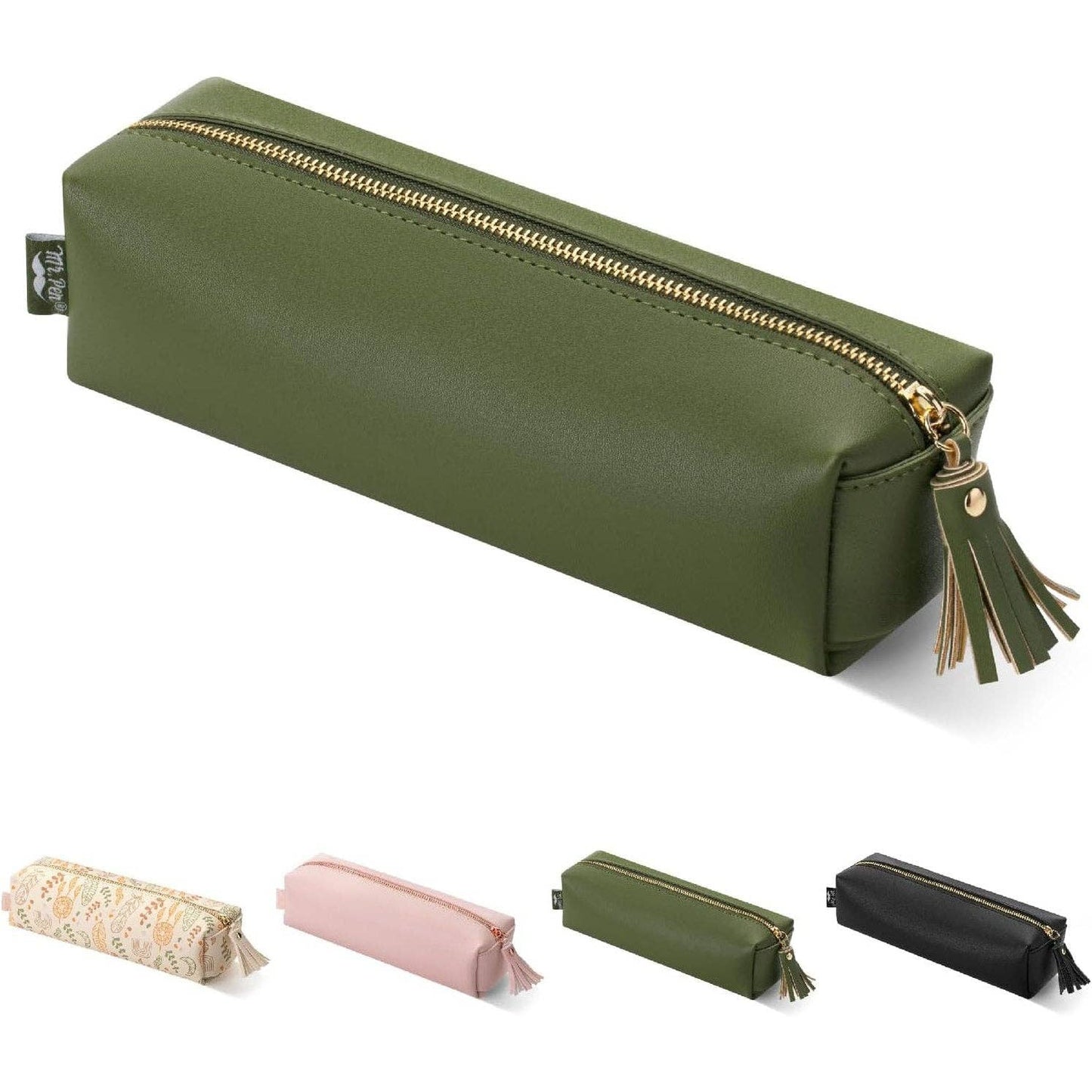 Green PU Leather Pencil Case Small