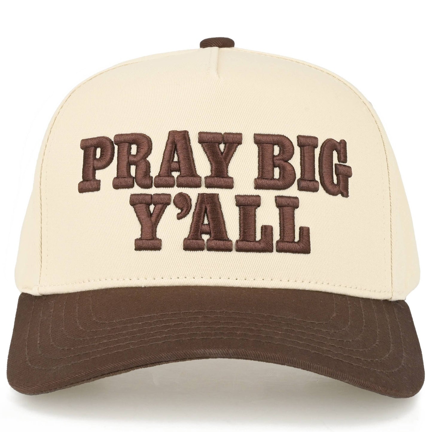 PRAY BIG Y'ALL Letter on Two Tone Trucker Hat