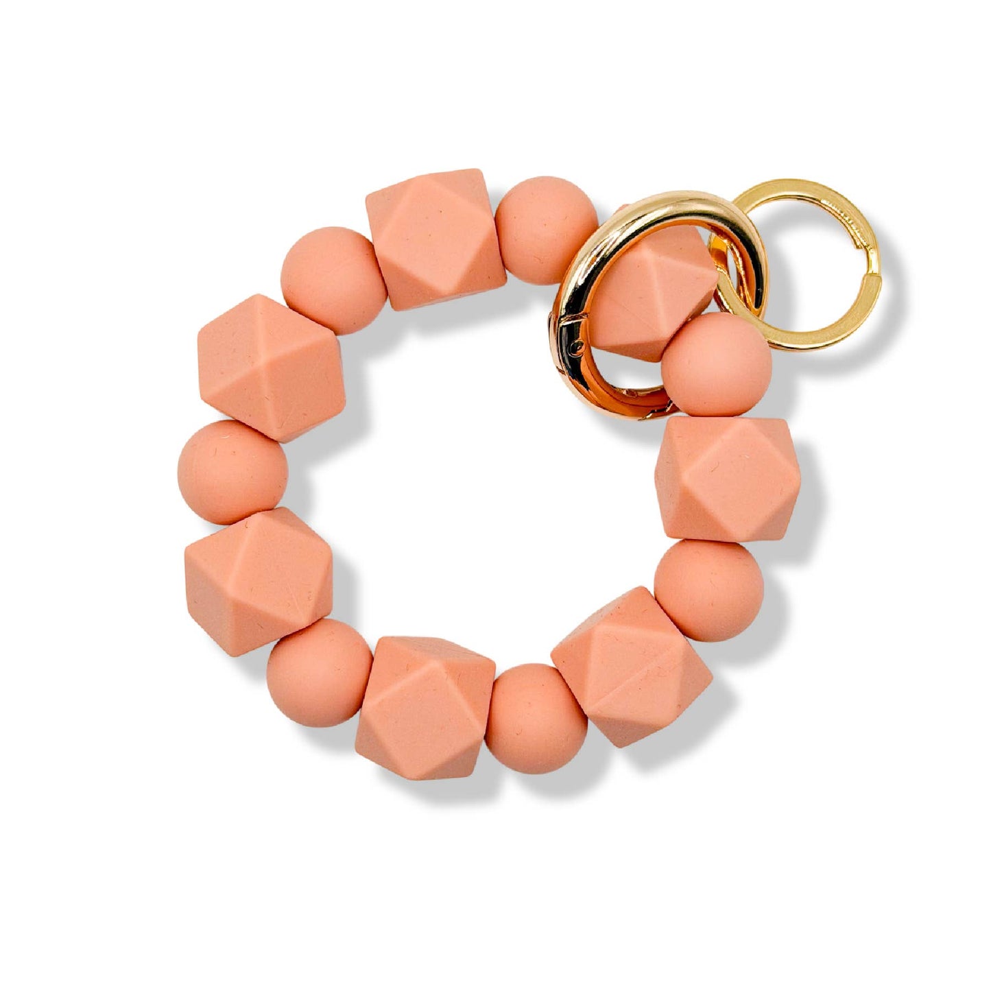 Beaded Wristlet Silicone Keychain | Dusty Pink