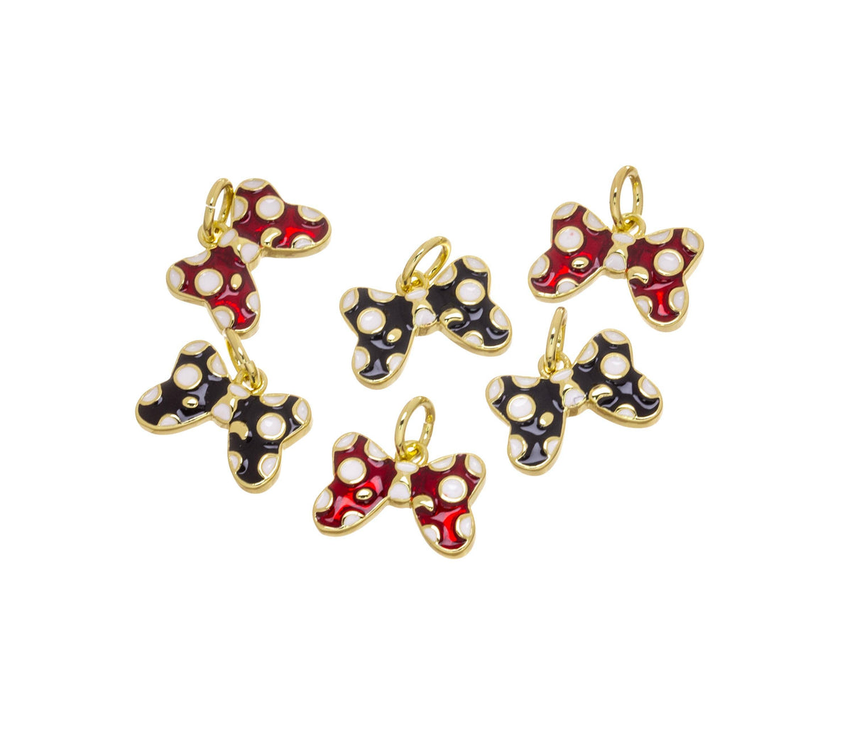 Hair Tie Charms: Enamel, Bow, Polka Dot, Gold CPG2452