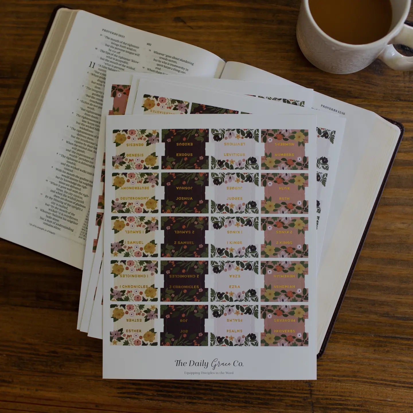 Magnolia Floral Bible Tabs | 76 Tabs