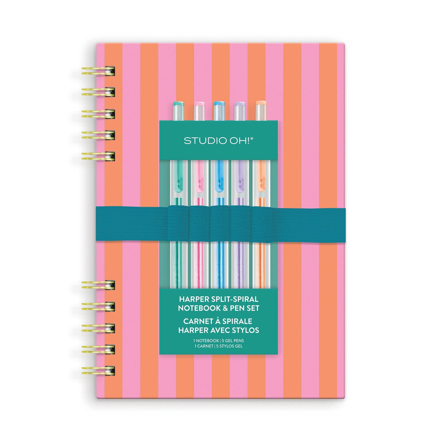 Cabana Stripes Harper Split-Spiral Notebook & Pen Set
