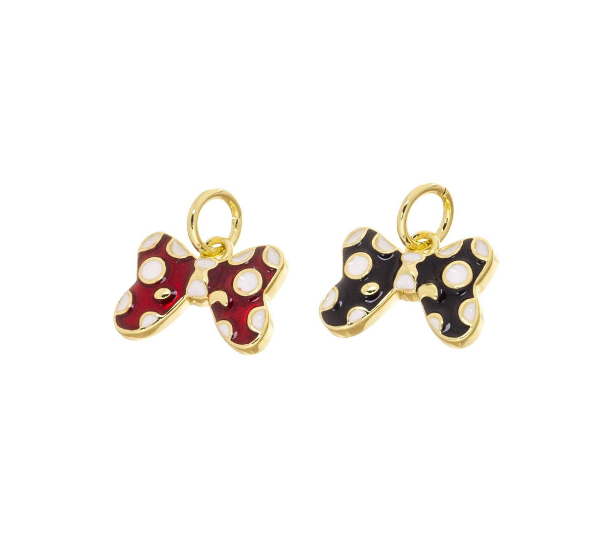 Hair Tie Charms: Enamel, Bow, Polka Dot, Gold CPG2452
