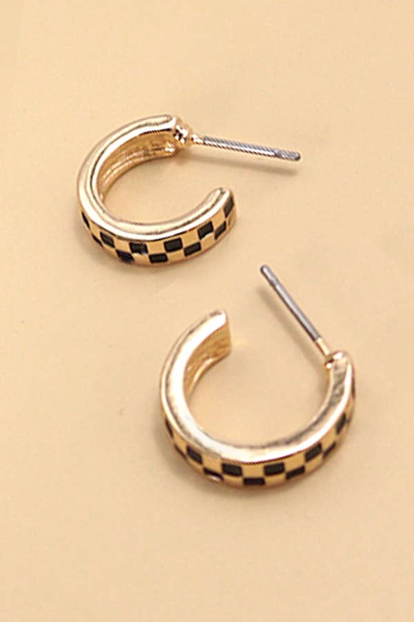 Magnolia MINI CHECKER HOOP HUGGIE EARRINGS