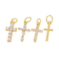 Gold, Pearl & CZ Mini Cross Charms for Jewelry Making