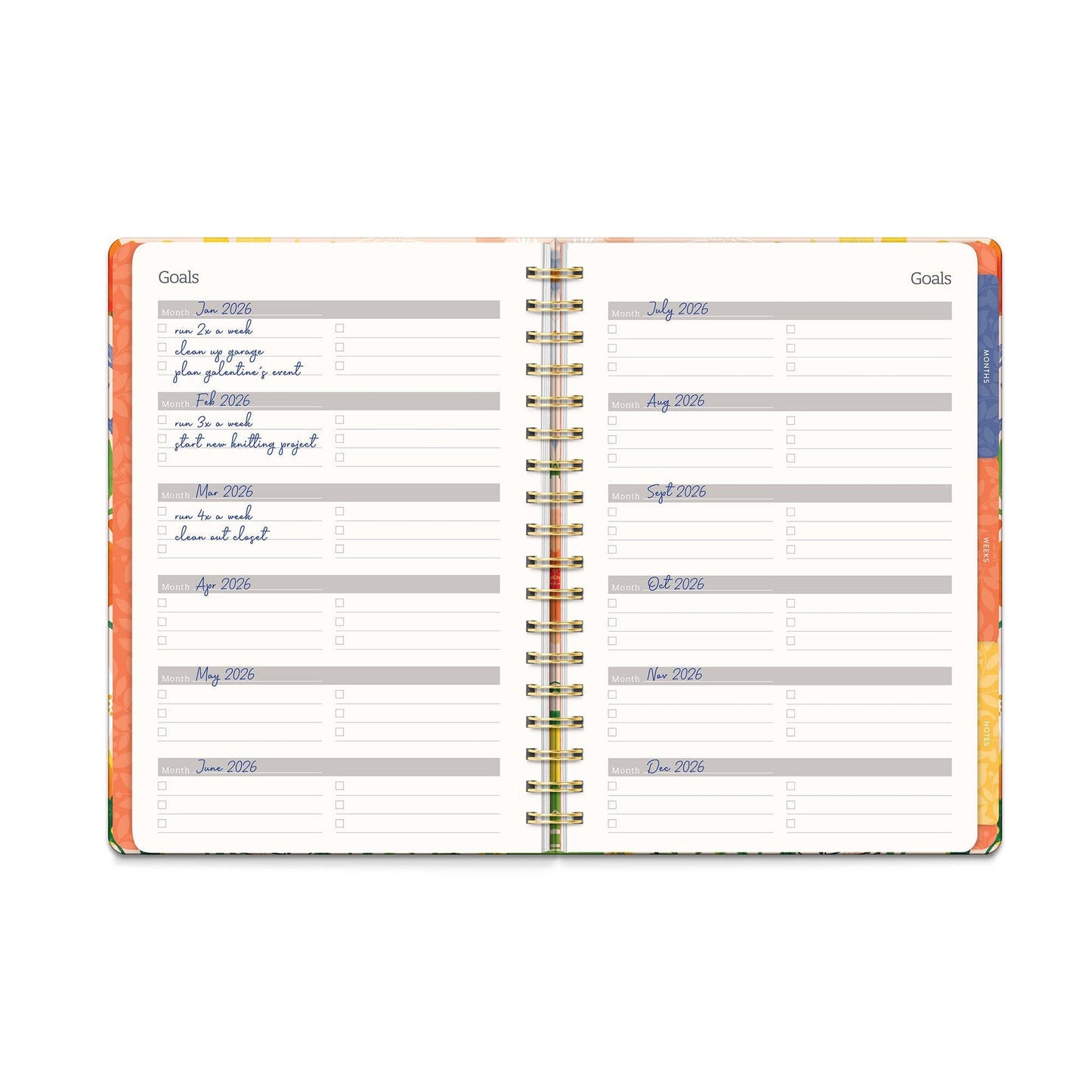 Bold Blossoms Undated Tri-Tab Planner