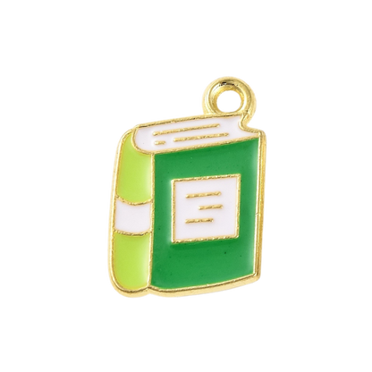 Gold Alloy Colorful Book Charm