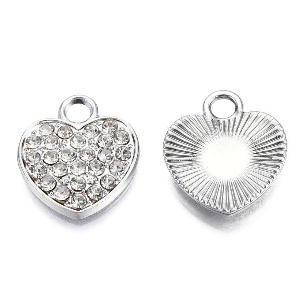 Alloy Rhinestone Heart Charm
