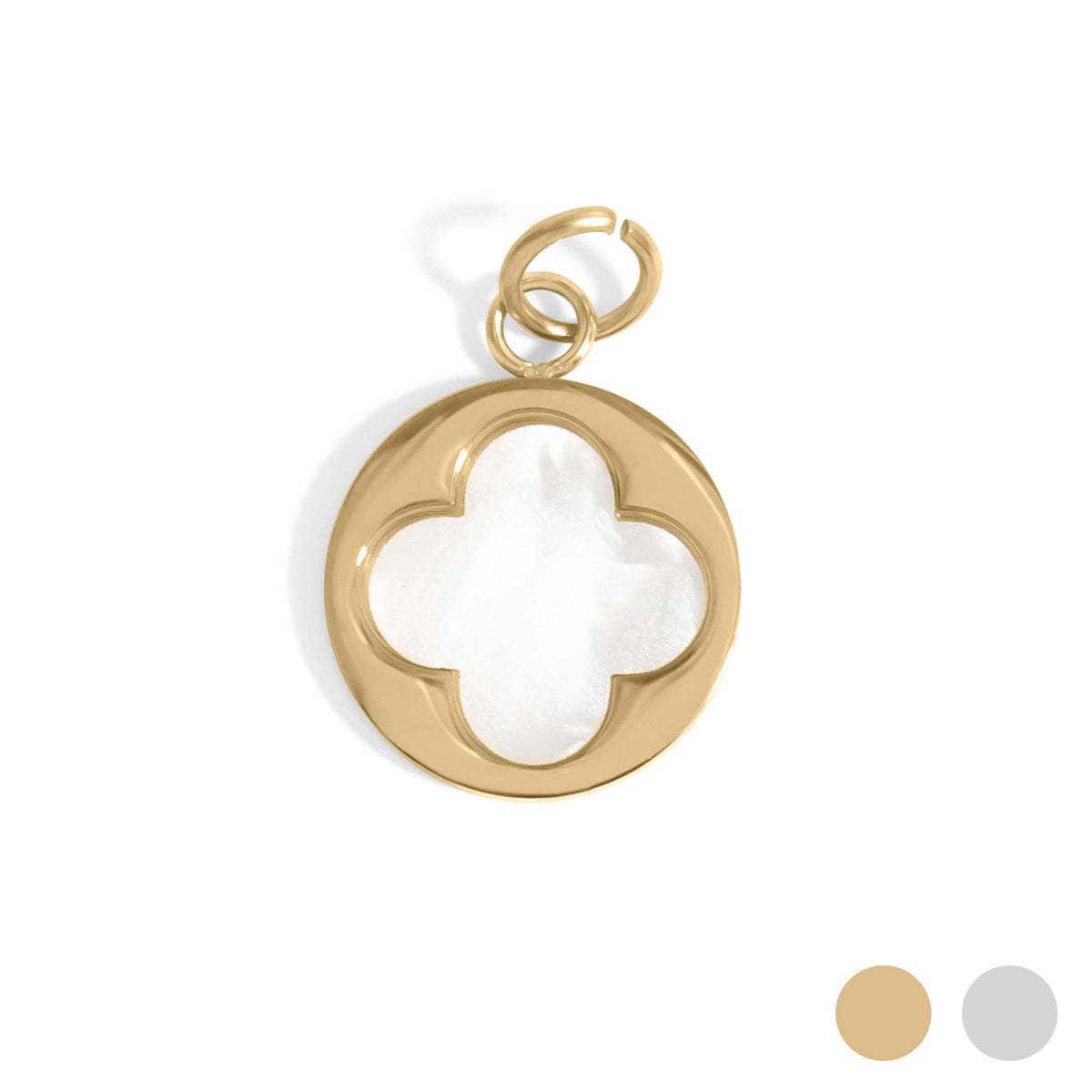 18K Gold PVD Stainless Steel Mother Of Pearl Floral Charm