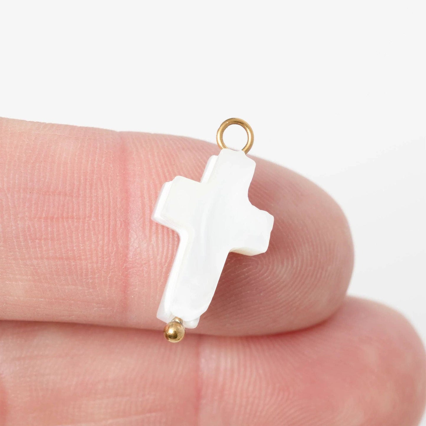 18K Gold PVD Stainless Steel Shell Cross Charm