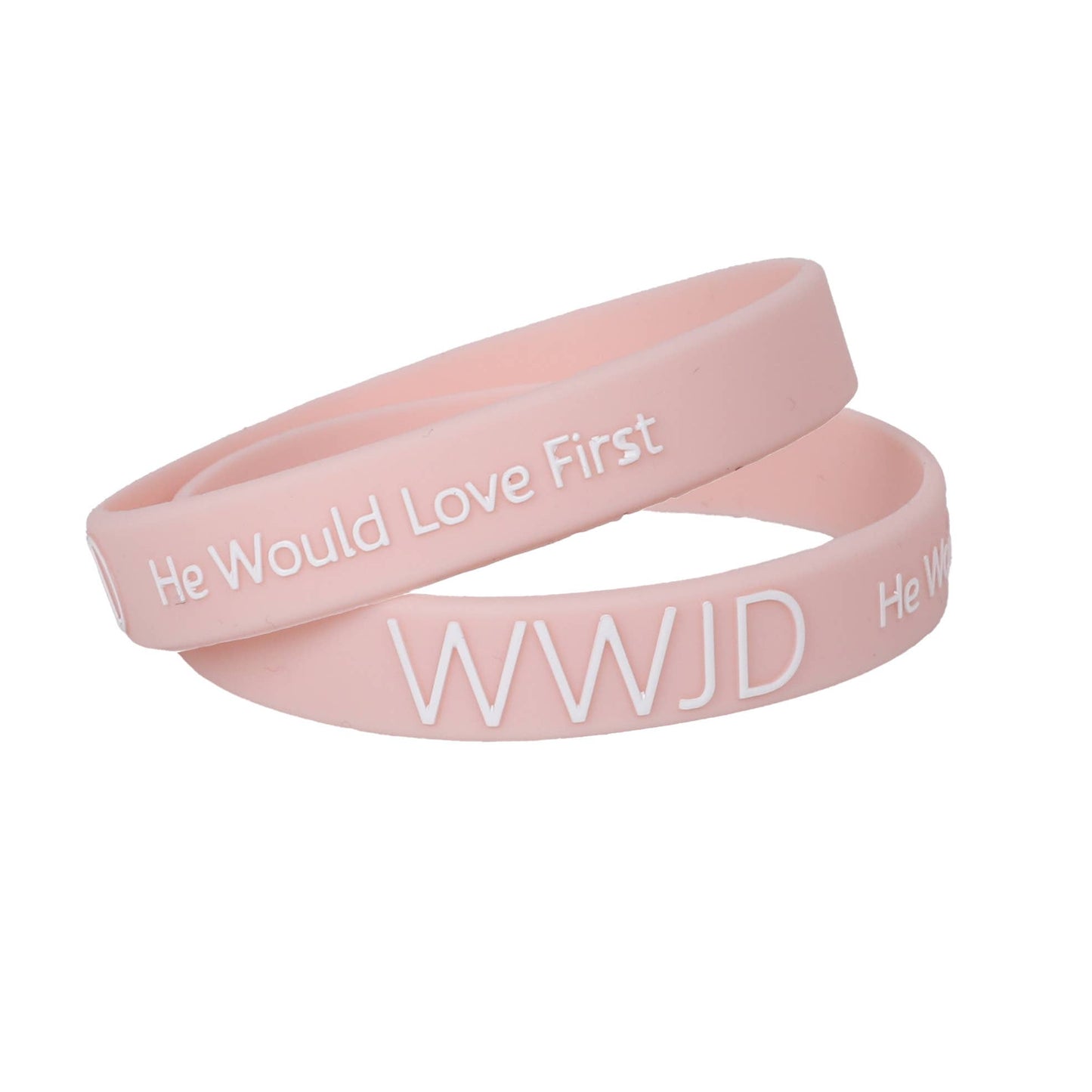 Silicone Bracelet - WWJD He Would Love First - Blush - Pk12