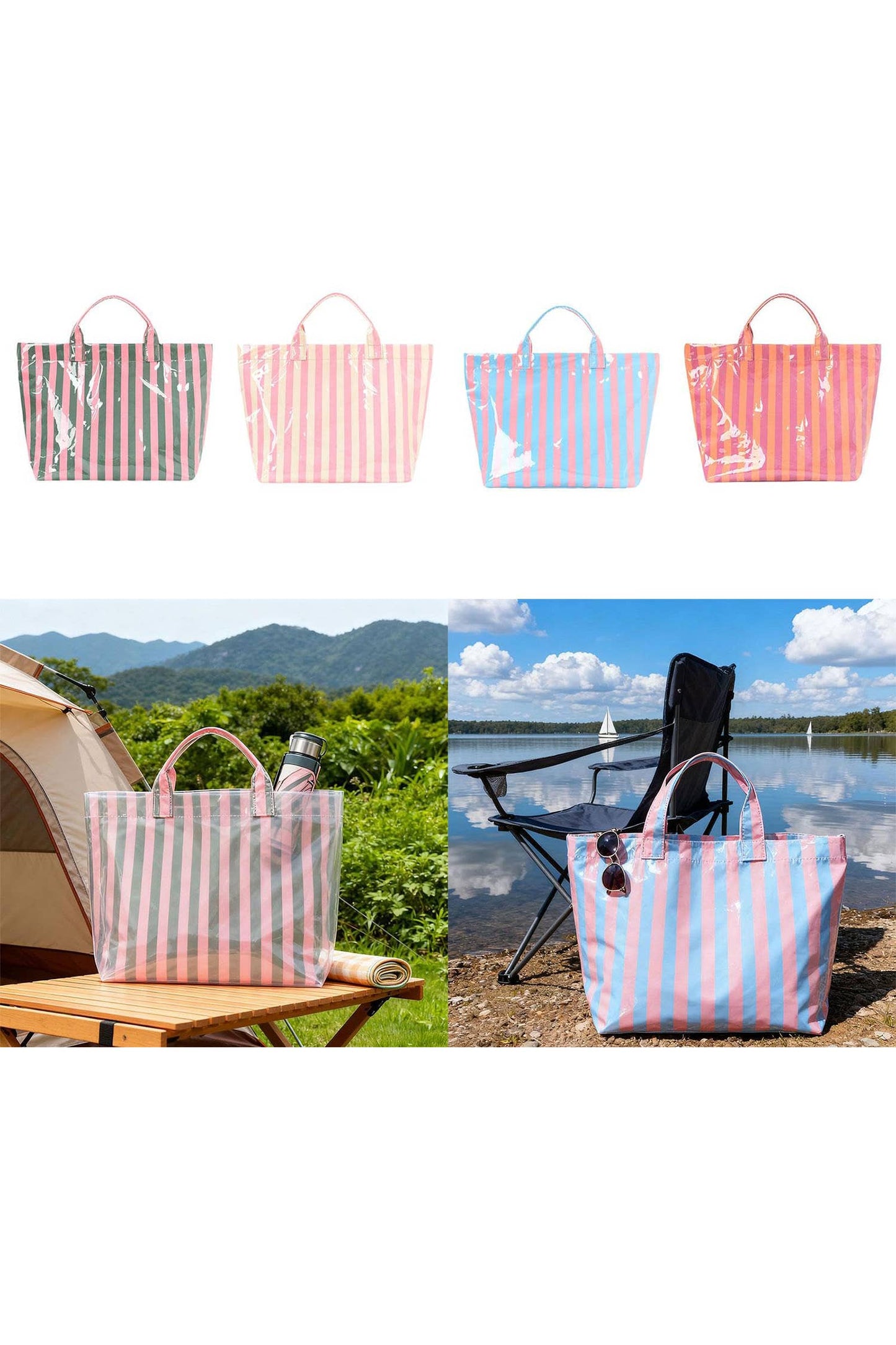 Magnolia Glossy Striped Large Tote Bag
