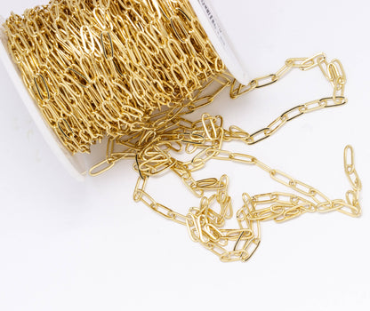 14K Gold Paperclip Small Chain for Jewelry Making CHG478
