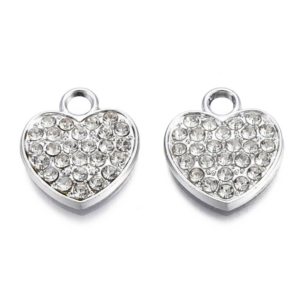 Alloy Rhinestone Heart Charm