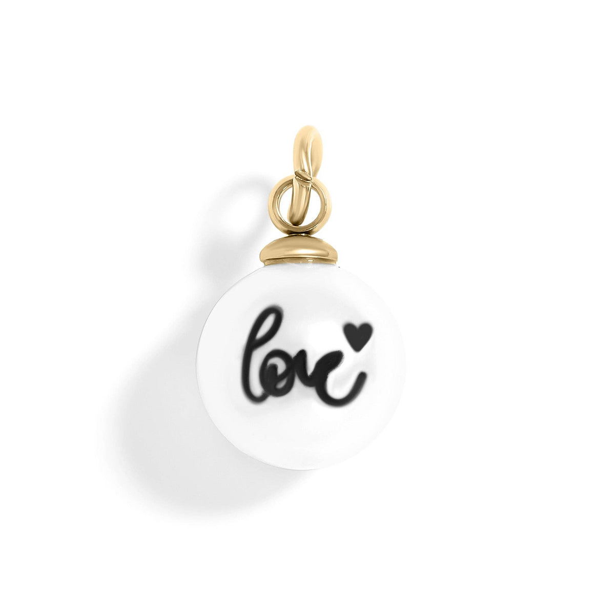 18K Gold PVD Stainless Steel 8mm Love Printed Pearl Charm